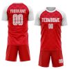 Custom Red White Away Sublimation Soccer Uniform Jersey
